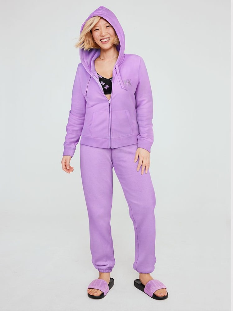 Victoria's Secret PINK Purple Petal With Shine Logo Everyday Lounge Perfect FullZip - Image 1 of 6 Victoria's Secret PINK Purple Petal With Shine Logo Everyday Lounge Perfect FullZip - Image 1 of 6