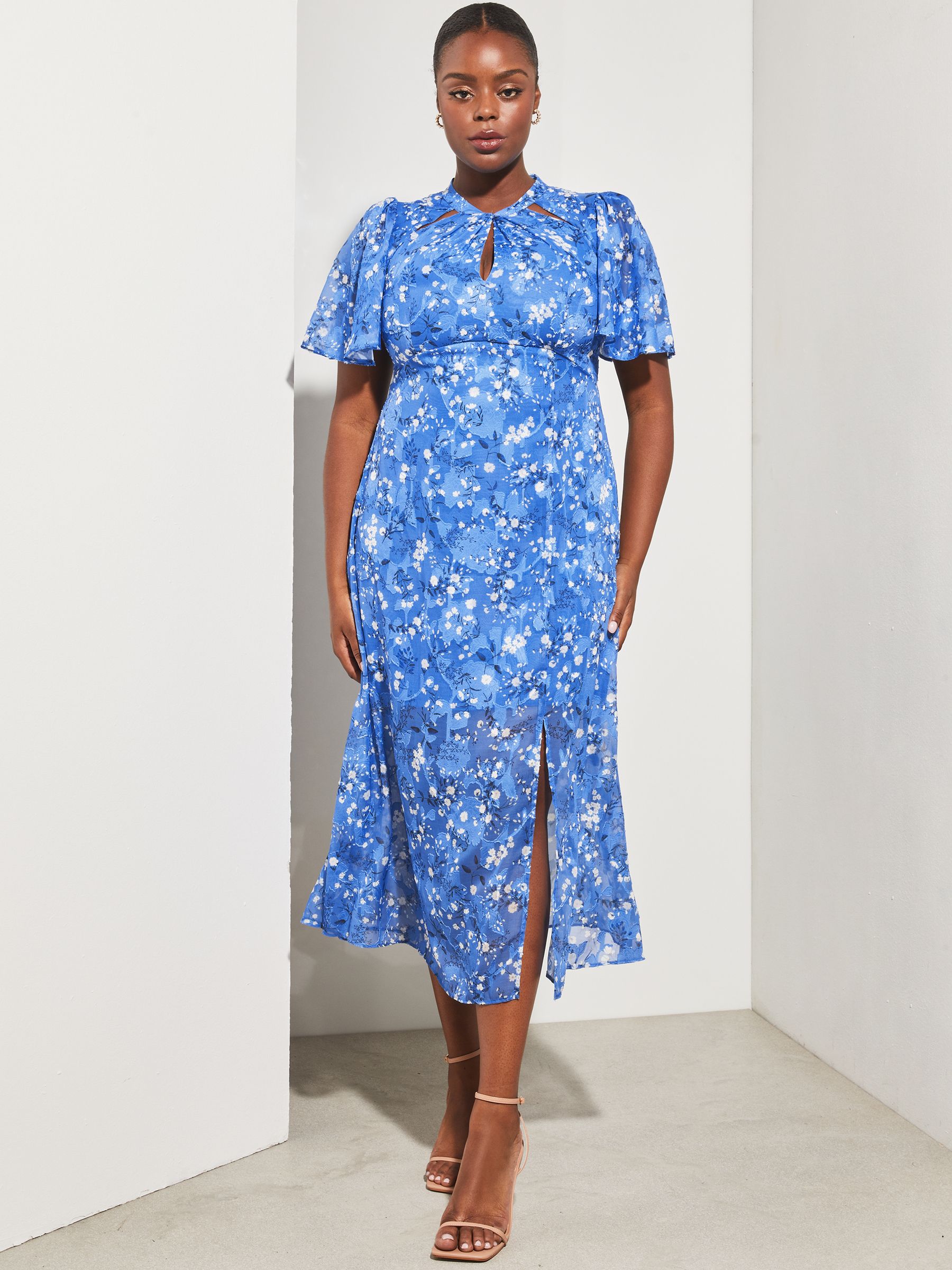 Acheter Bleu Robe mi longue fendue a manches evasees Lipsy Flutter Slehole sur le devant from Next Luxembourg
