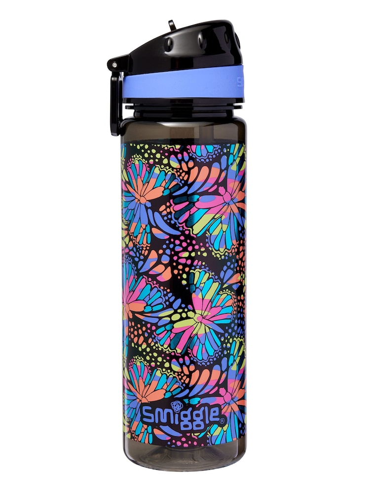 Smiggle Blue Butterfly Vivid Drink Up Plastic Drink Bottle 650ml - Image 1 of 2