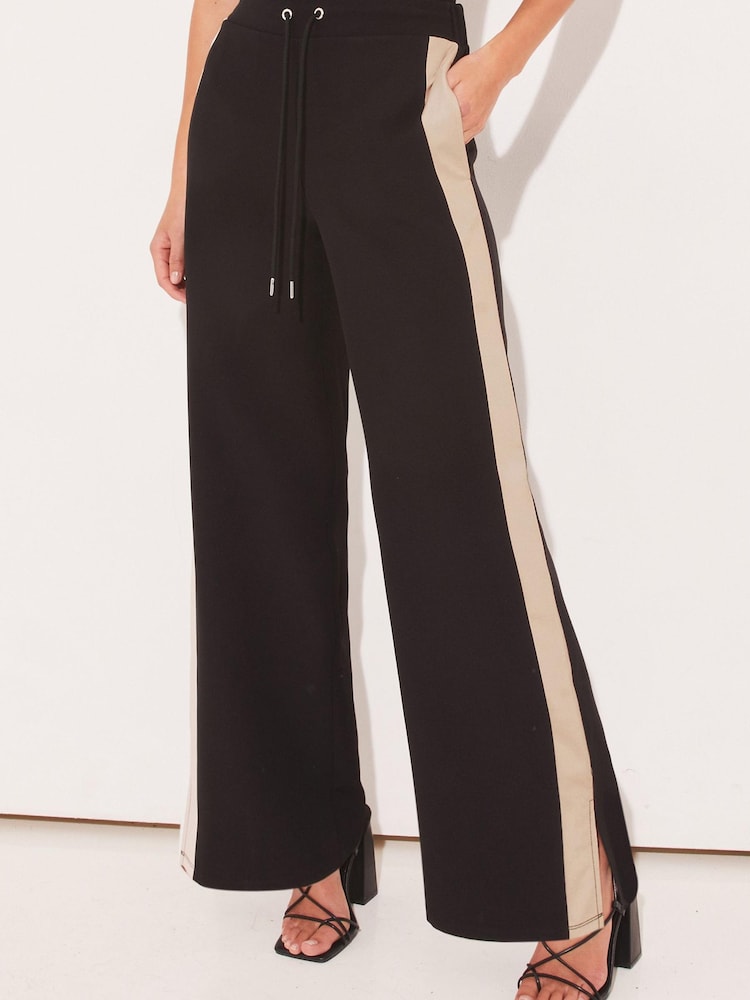 Lipsy Tipped Black Side Stripe Wide Leg Trousers - Image 1 of 4