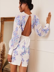 Chi Chi London White & Purple Floral Embroidered Mini Dress - Image 4 of 4