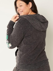 Victoria's Secret PINK Pure Black Wash Tropical Logo Everyday Lounge Perfect FullZip Jacket - Image 2 of 4