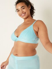 Victoria's Secret PINK Blue Breeze Lace Unlined Triangle Bralette - Image 3 of 6