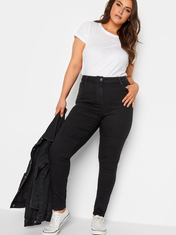 Yours Curve Black Skinny Stretch AVA Jeans - Image 2 of 4