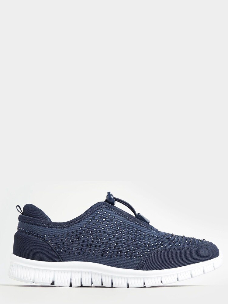 Yours Curve Blue Extra Wide Fit Wide Fit Titania Gem Trainers - Image 1 of 4