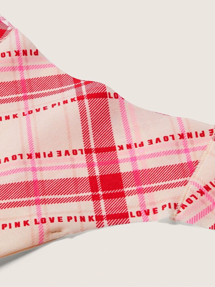 Victoria's Secret PINK Light Ivory and Red Plaid NoShow Thong Knickers - Image 2 of 2