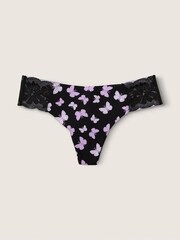 Victoria's Secret PINK Pure Black Butterfly No Show Thong Knickers - Image 1 of 2