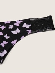 Victoria's Secret PINK Pure Black Butterfly No Show Thong Knickers - Image 2 of 2