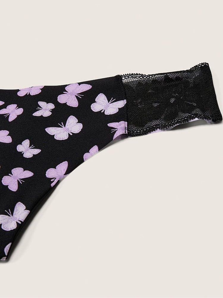 Victoria's Secret PINK Pure Black Butterfly No Show Thong Knickers - Image 2 of 2