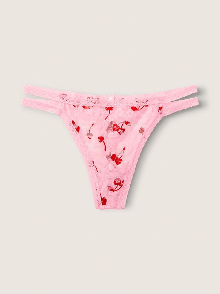 Victoria's Secret Pink Lace Strappy Thong - Image 1 of 2