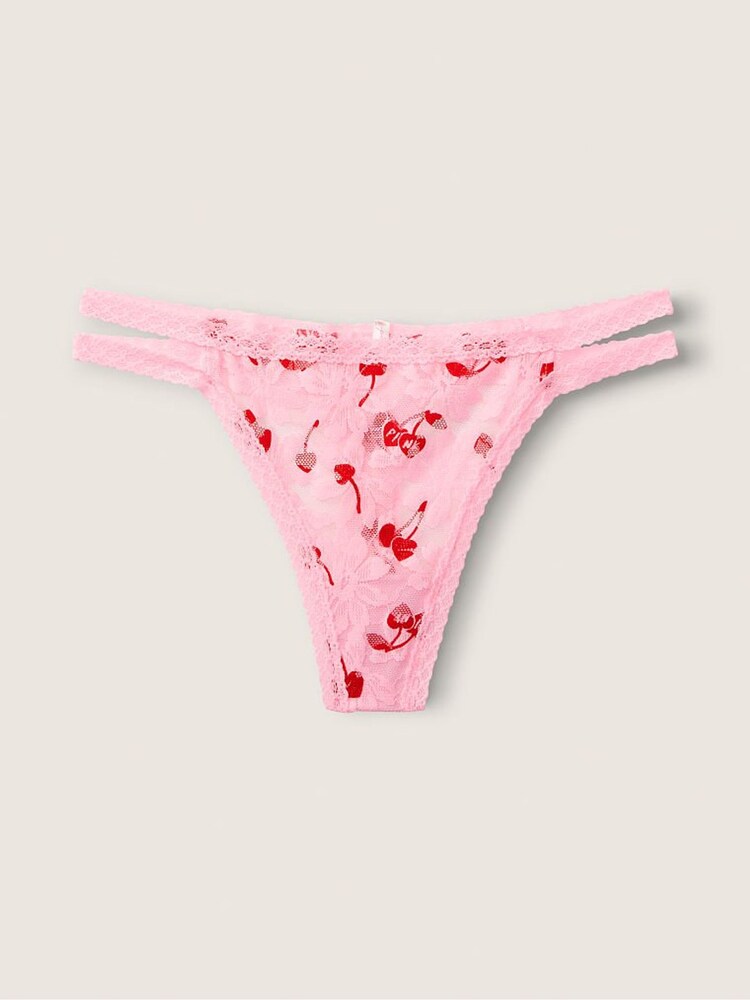 Victoria's Secret Pink Lace Strappy Thong - Image 1 of 2 Victoria's Secret Pink Lace Strappy Thong - Image 1 of 2