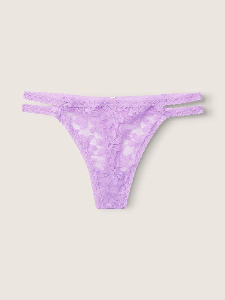 Victoria's Secret PINK Petal Purple Strappy Lace Thong Knickers - Image 1 of 2 Victoria's Secret PINK Petal Purple Strappy Lace Thong Knickers - Image 1 of 2