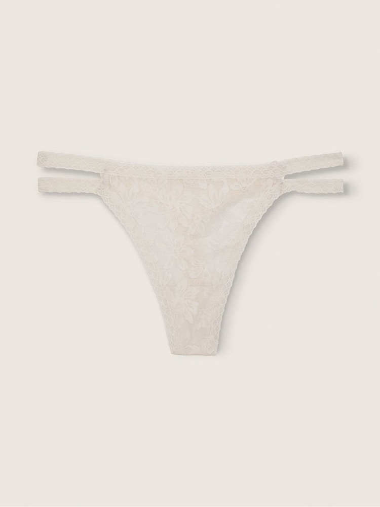 Victoria's Secret PINK Coconut White Strappy Lace Thong Knickers - Image 1 of 2