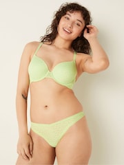 Victoria's Secret PINK Icy Lime Green Lace Logo Thong Knickers - Image 1 of 3