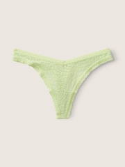 Victoria's Secret PINK Icy Lime Green Lace Logo Thong Knickers - Image 2 of 3