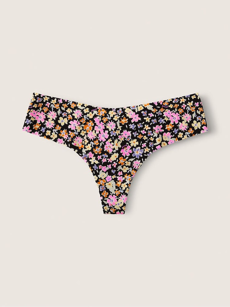 Victoria's Secret PINK Pure Black Ditsy Floral No Show Thong Knickers - Image 1 of 2 Victoria's Secret PINK Pure Black Ditsy Floral No Show Thong Knickers - Image 1 of 2