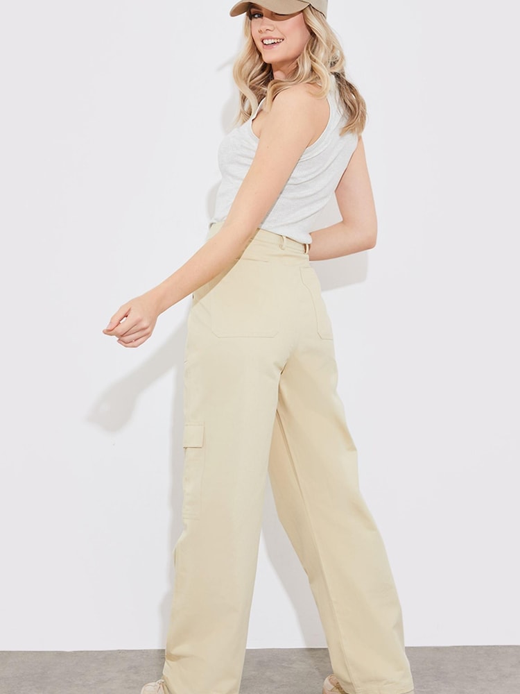In The Style Stone Straight Leg Cargo Trousers - Image 3 of 3