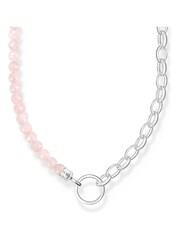 Thomas Sabo Pink Charm Necklace With Beads Of Rose Quartz And Chain Links Silver - Image 1 of 3