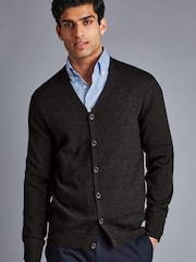 Коричневый - Кардиган из мериносовой шерсти Charles Tyrwhitt - Изображение 1 из 5