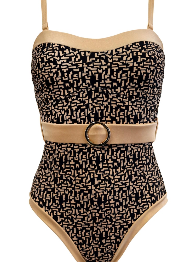 Pour Moi Black Casablanca Removable Straps Belted Control Swimsuit - Image 4 of 5