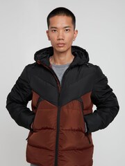 Blend Red Retro 2 Coluor Puffa Coat - Image 1 of 5