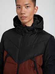 Blend Red Retro 2 Coluor Puffa Coat - Image 4 of 5