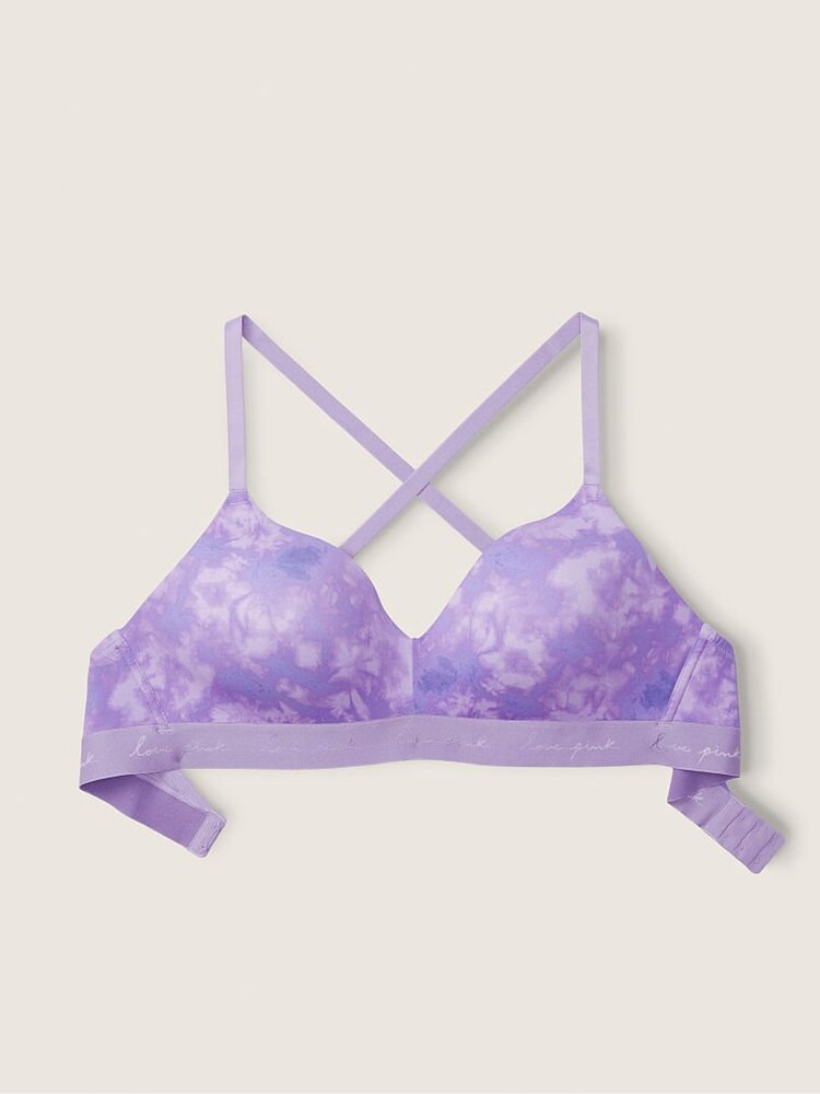 Victoria's Secret PINK Tie Dye Chalk Violet Purple Smooth Lightly Lined Non Wired T-Shirt Bra - Image 4 of 4