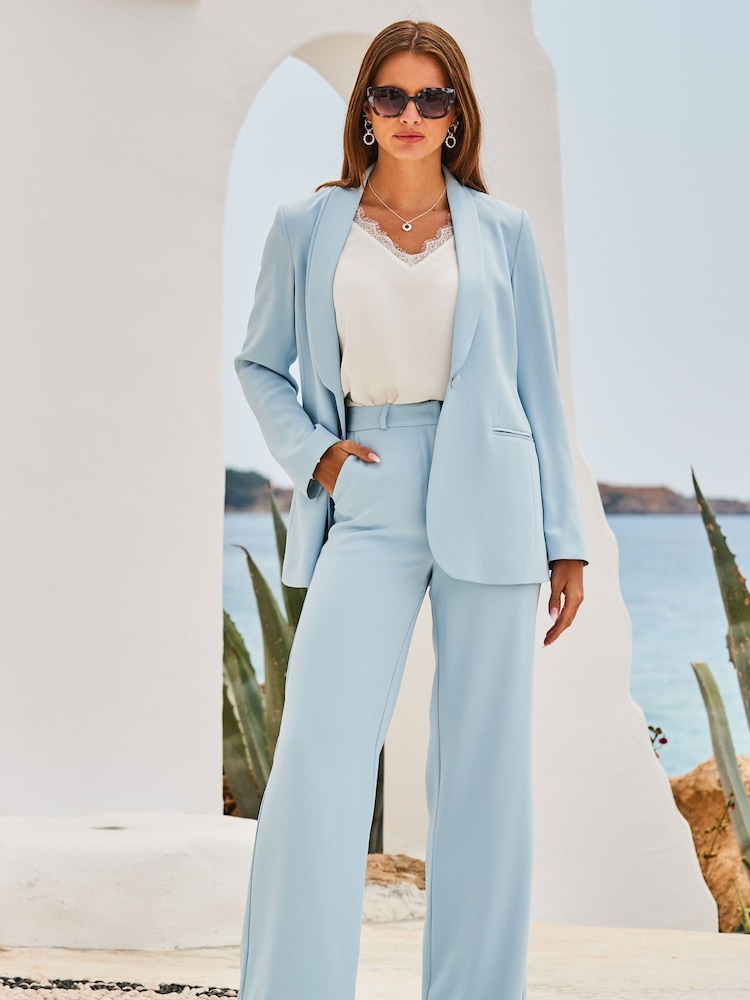 Sosandar Blue Fluid Wide Leg Trouser - Image 1 of 5