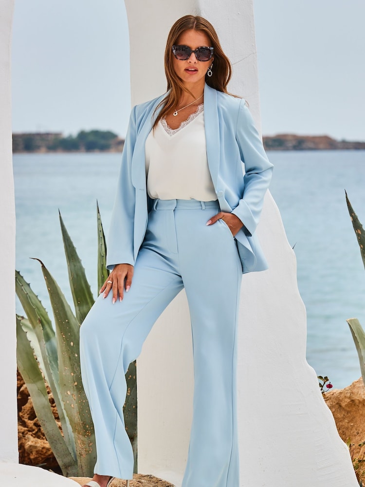 Sosandar Blue Fluid Wide Leg Trouser - Image 2 of 5