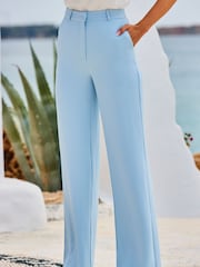 Sosandar Blue Fluid Wide Leg Trouser - Image 3 of 5
