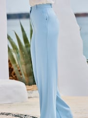 Sosandar Blue Fluid Wide Leg Trouser - Image 4 of 5