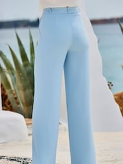 Sosandar Blue Fluid Wide Leg Trouser - Image 5 of 5