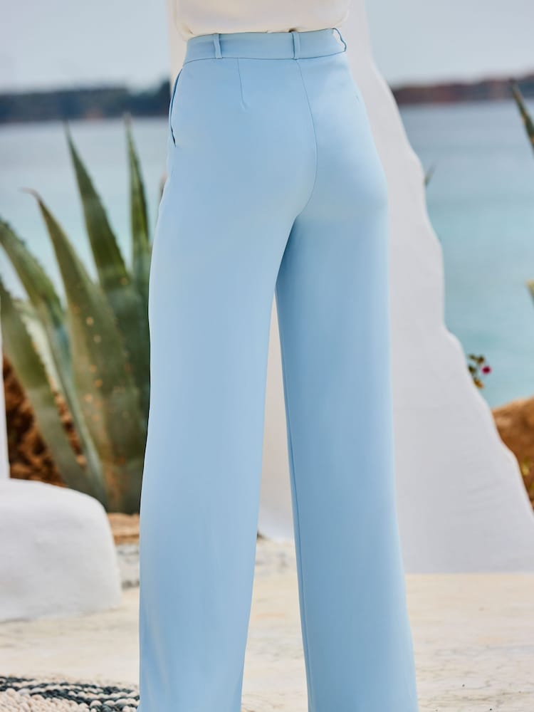 Sosandar Blue Fluid Wide Leg Trouser - Image 5 of 5