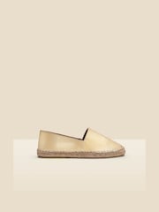 Sosandar Gold Flat Closed Toe Leather Espadrille - Image 1 of 3
