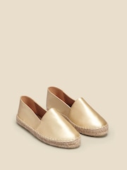Sosandar Gold Flat Closed Toe Leather Espadrille - Image 2 of 3