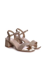 Linzi Gold Glitter Darcie Barely There Block Heeled Sandal - Image 3 of 4