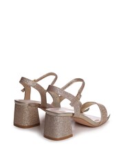 Linzi Gold Glitter Darcie Barely There Block Heeled Sandal - Image 4 of 4