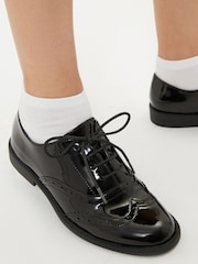 Lipsy - Platte lakleren schoolschoenen in broguestijl met veters - Image 2 of 6