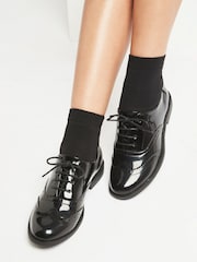 Lipsy - Platte lakleren schoolschoenen in broguestijl met veters - Image 4 of 6