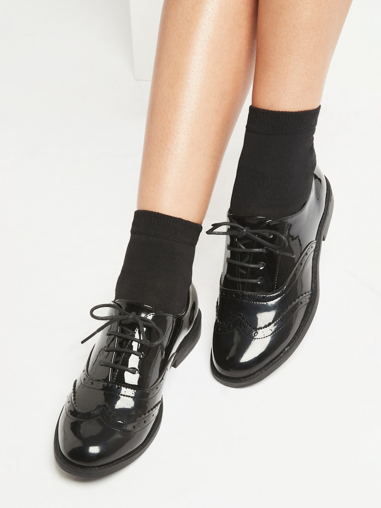 Lipsy - Platte lakleren schoolschoenen in broguestijl met veters - Image 4 of 6