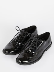 Lipsy - Platte lakleren schoolschoenen in broguestijl met veters - Image 5 of 6