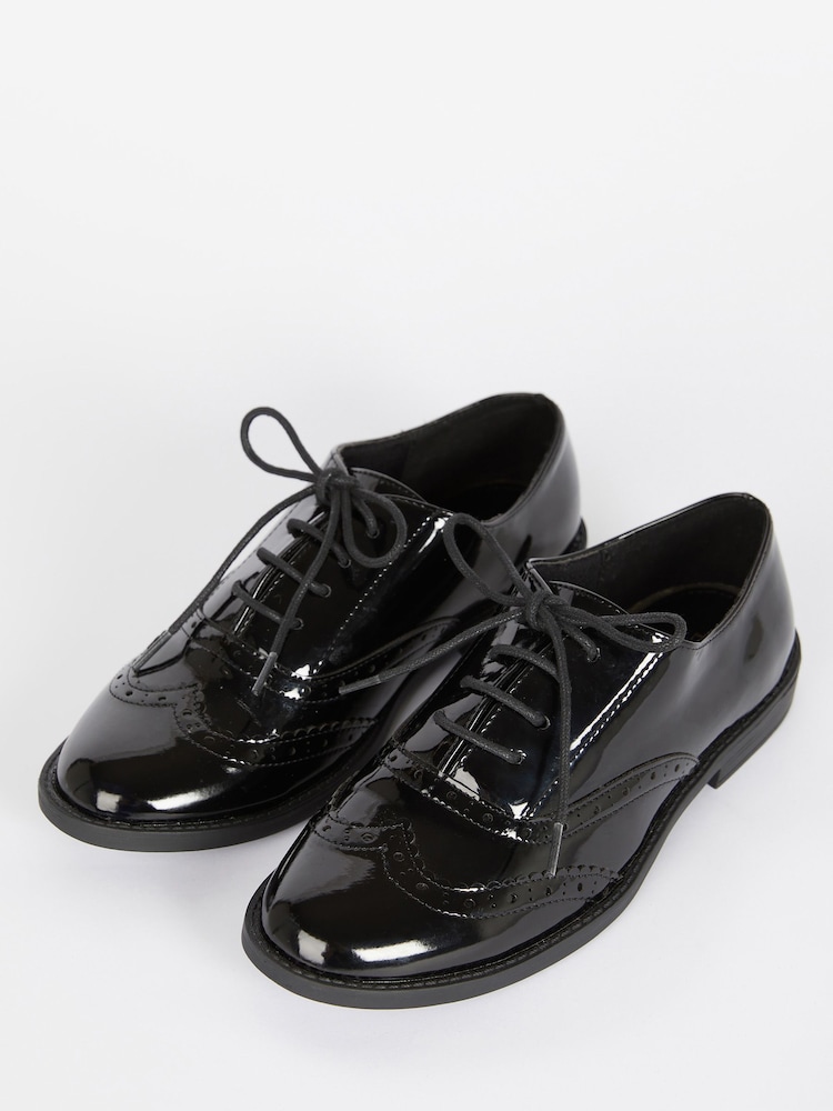 Lipsy - Platte lakleren schoolschoenen in broguestijl met veters - Image 5 of 6