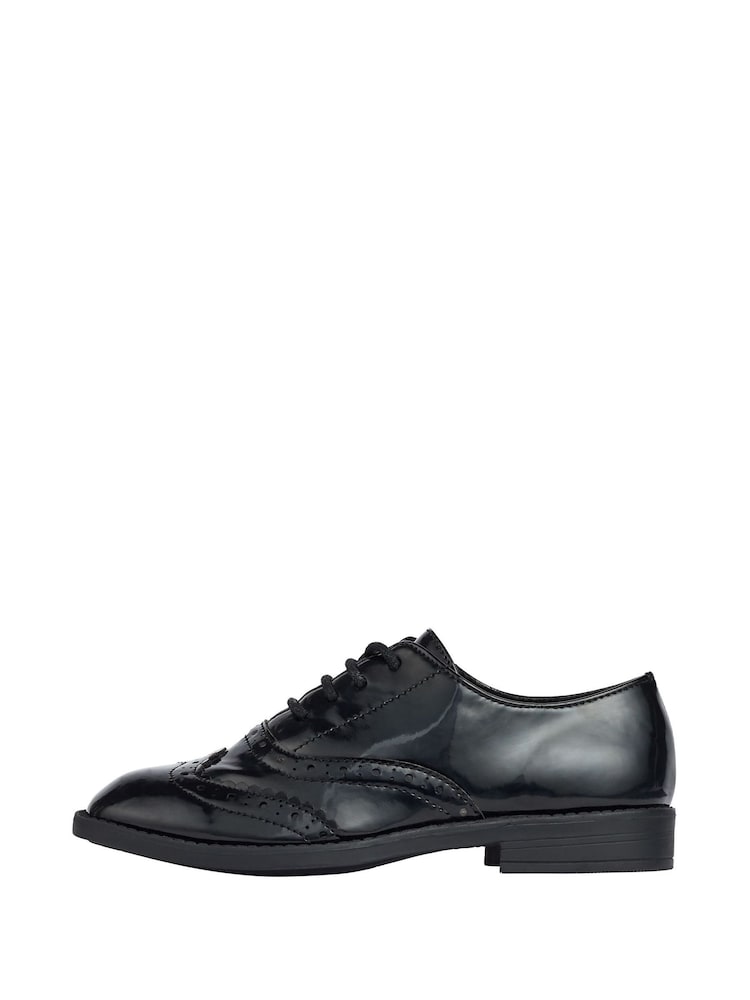 Lipsy - Platte lakleren schoolschoenen in broguestijl met veters - Image 6 of 6