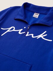 Victoria's Secret PINK Majestic Sapphire Script Logo Everyday Lounge Perfect QuarterZip Fleece - Image 3 of 3