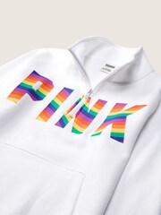 Victoria's Secret PINK Optic White Rainbow Logo Everyday Lounge Perfect QuarterZip Fleece - Image 4 of 4