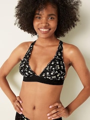 Victoria's Secret PINK Pure Black Floral Lace Strappy Back Halterneck Bralette - Image 1 of 4