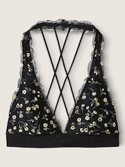 Victoria's Secret PINK Pure Black Floral Lace Strappy Back Halterneck Bralette - Image 3 of 4