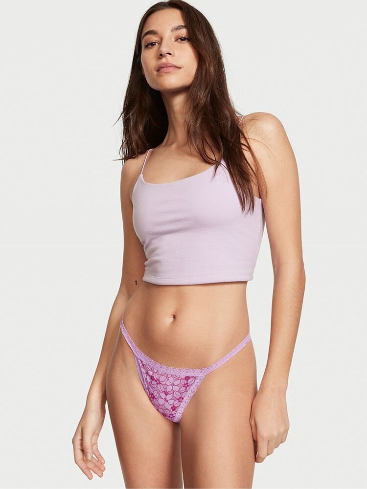 Victoria's Secret Unicorn Purple Lace G String Panty - Image 1 of 4