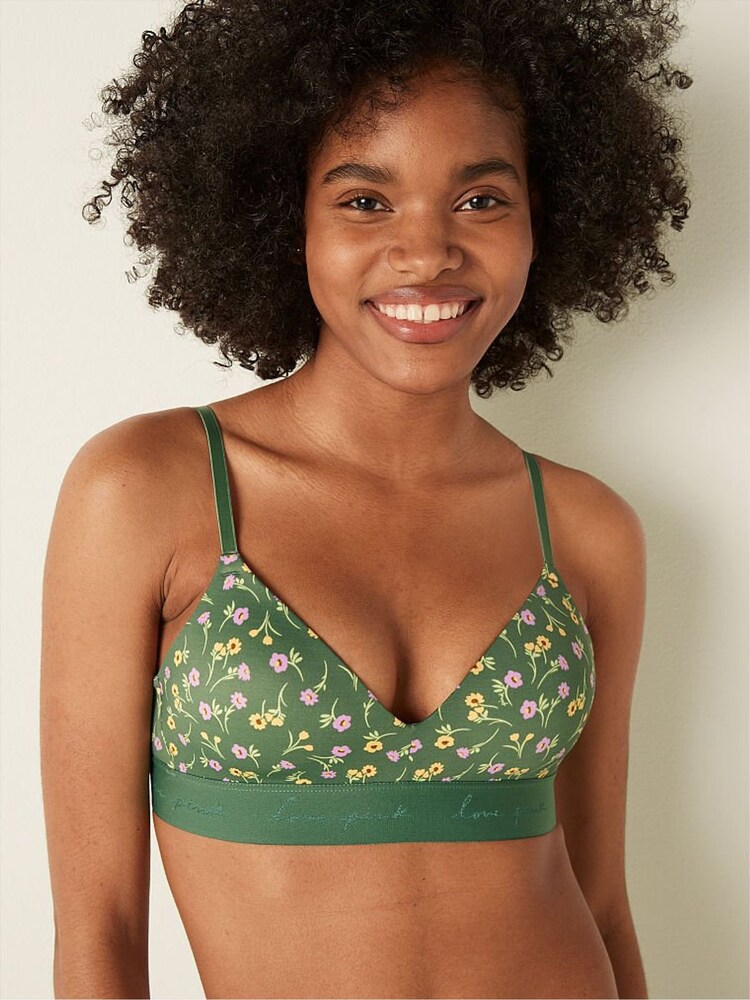 Victoria's Secret PINK Soft Pine Green Wear Everywhere Wireless Lightly Lined Bra - Image 1 of 5