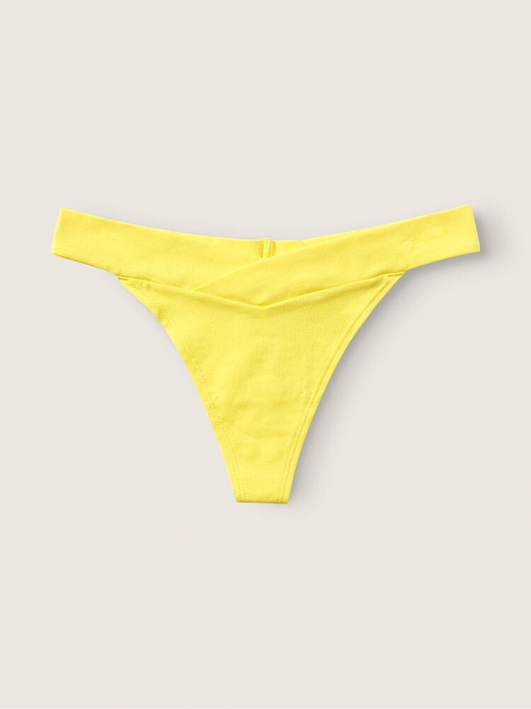 Victoria's Secret PINK Bananarama Yellow Crossover Cotton Thong Knicker - Image 1 of 1 Victoria's Secret PINK Bananarama Yellow Crossover Cotton Thong Knicker - Image 1 of 1